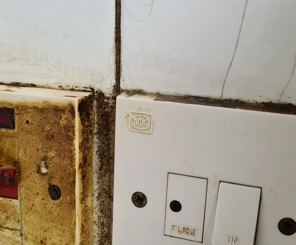 After deep cleaning: the same wall switches and tiles cleaned by Imperial Services